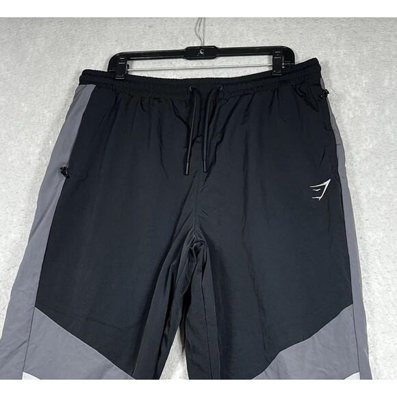 Gymshark Track Pants Joggers Mens Size XXL Black Gray Nylon Cotton Pockets - Picture 2 of 14